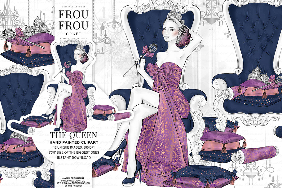 The Queen Fashion Clip Art in Illustrations - product preview 8
