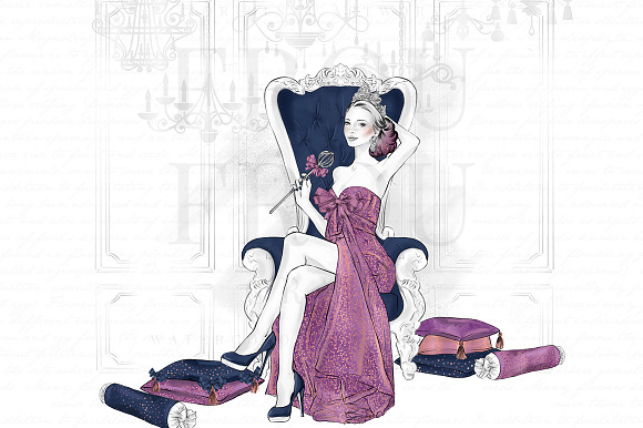 The Queen Fashion Clip Art in Illustrations - product preview 1