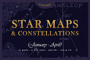 Vintage Star Maps 11x17in (Jan-Apr)