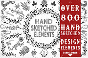 800+ Unique Hand-Sketched Elements