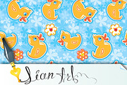 Seamless pattern with yellow duck