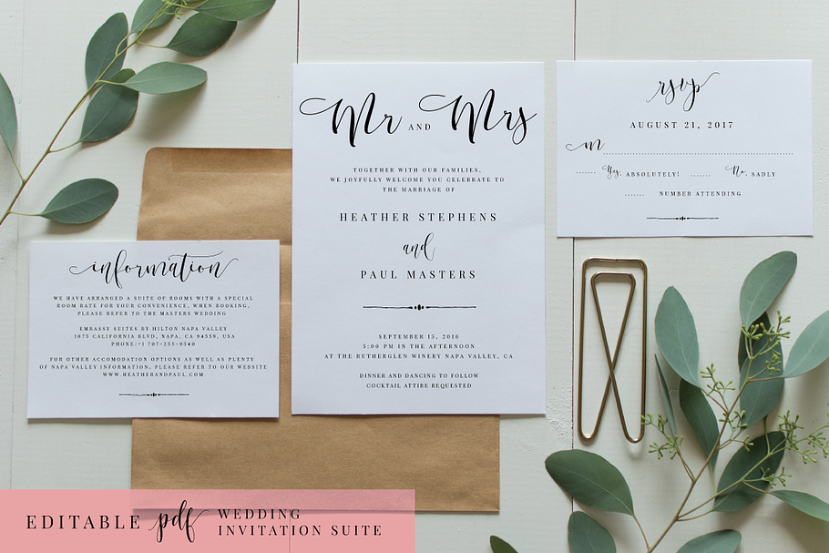 Wedding Invitation Suite-Editable