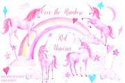 Watercolor Pink Unicorns