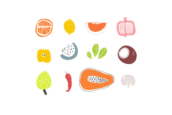 Fresh bundle of fruits & vegetables in Illustrations - product preview 1