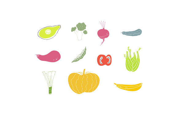 Fresh bundle of fruits & vegetables in Illustrations - product preview 4