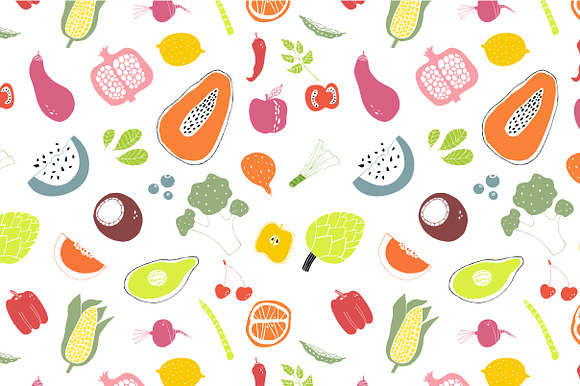 Fresh bundle of fruits & vegetables in Illustrations - product preview 9