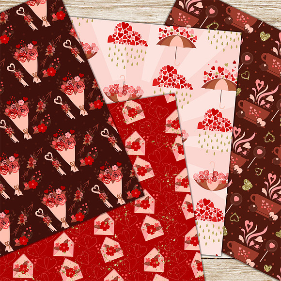 Happy Valentine's Day. Digital Paper in Patterns - product preview 2
