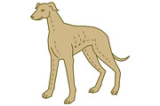 Greyhound Dog Standing Mono Line