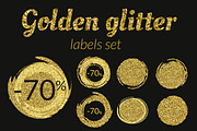 Golden glitter sale vector labels