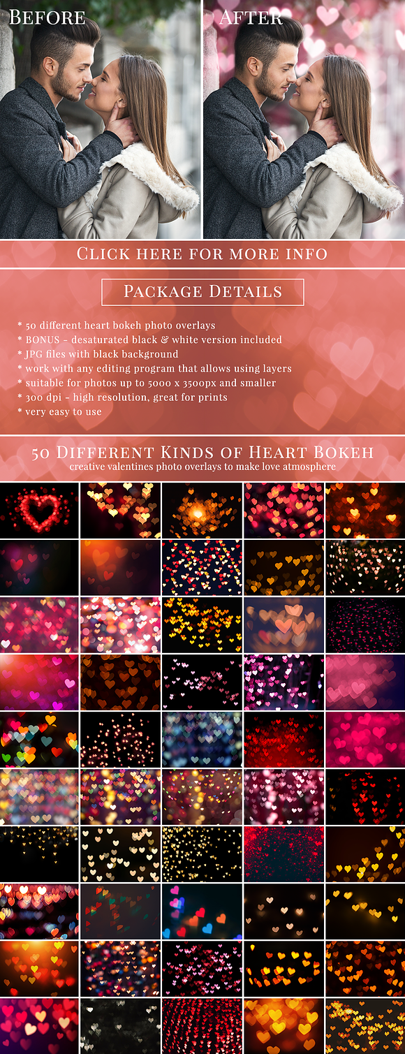 Heart Bokeh photo overlays in Objects - product preview 5