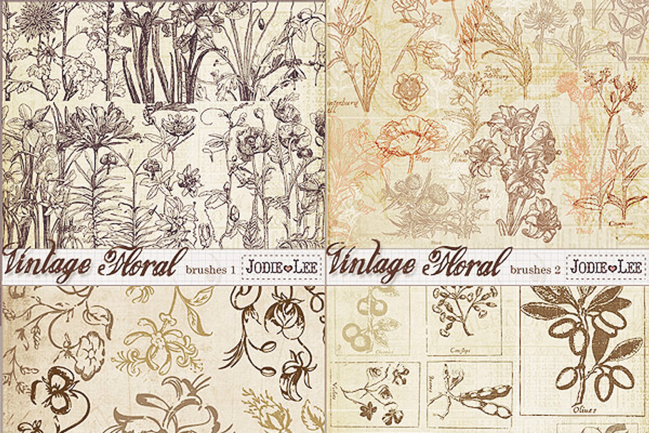 Vintage Floral Brush Collection in Photoshop Brushes - product preview 8