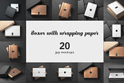 20 Boxes with wrapping paper Mockups