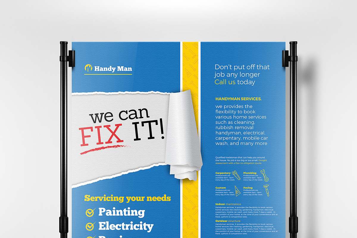 A3 Handyman Poster Template in Flyer Templates - product preview 8