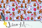 Seamless pattern with teddy bear