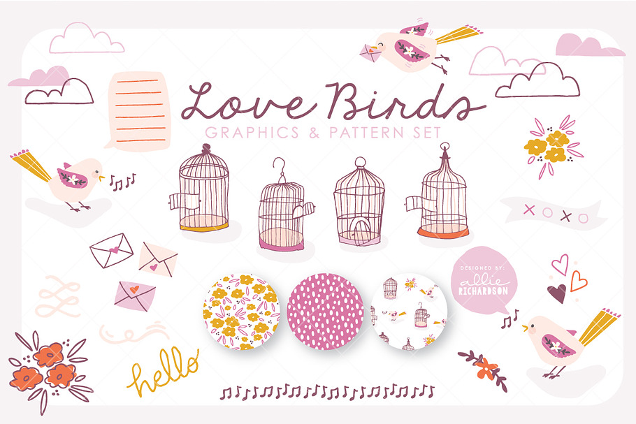 Love Birds | Vector Set in Objects - product preview 8