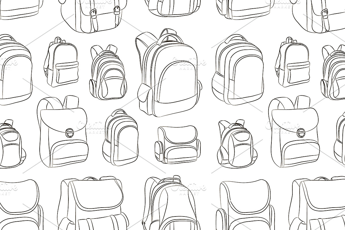 School backpacks set pattern in Patterns - product preview 8