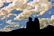 Couple Silhouette Watching the View 