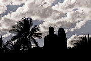 Couple Silhouette Watching the View 