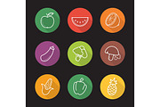 Fruit and vegetables 9 icons. Vector
