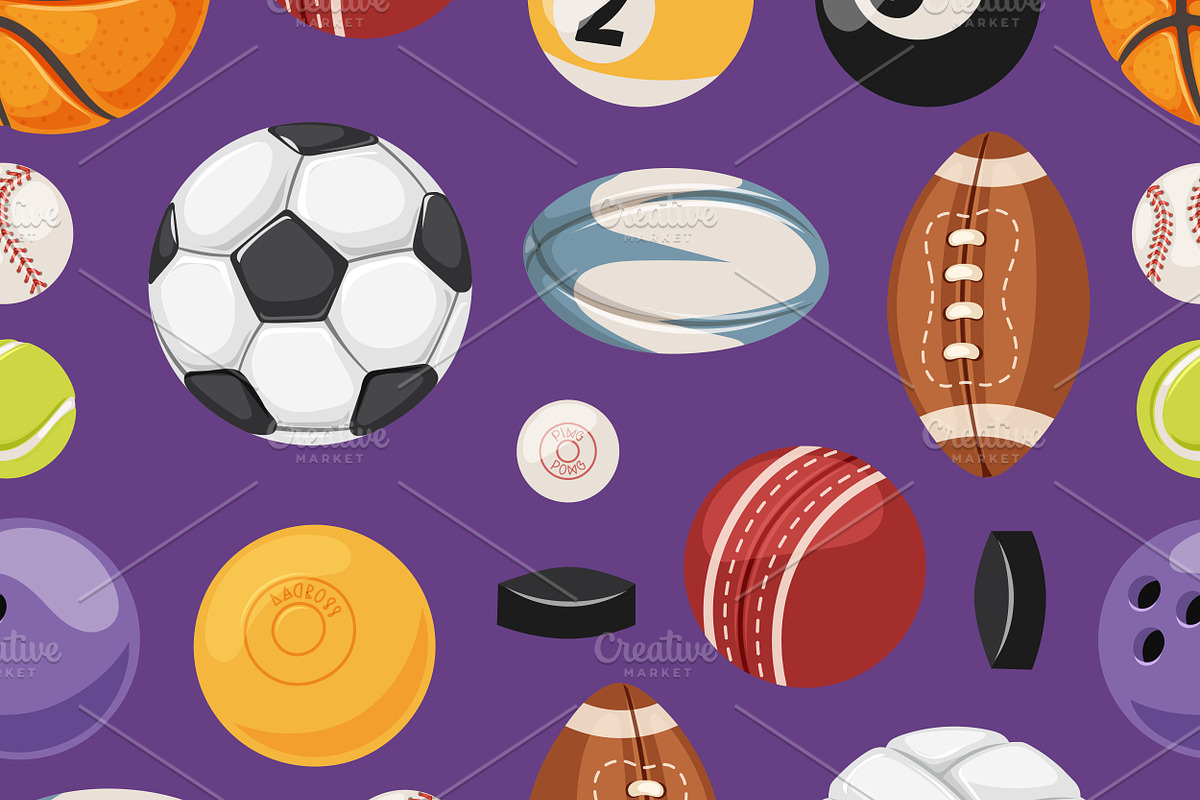 Sport balls seamless pattern vector in Illustrations - product preview 8