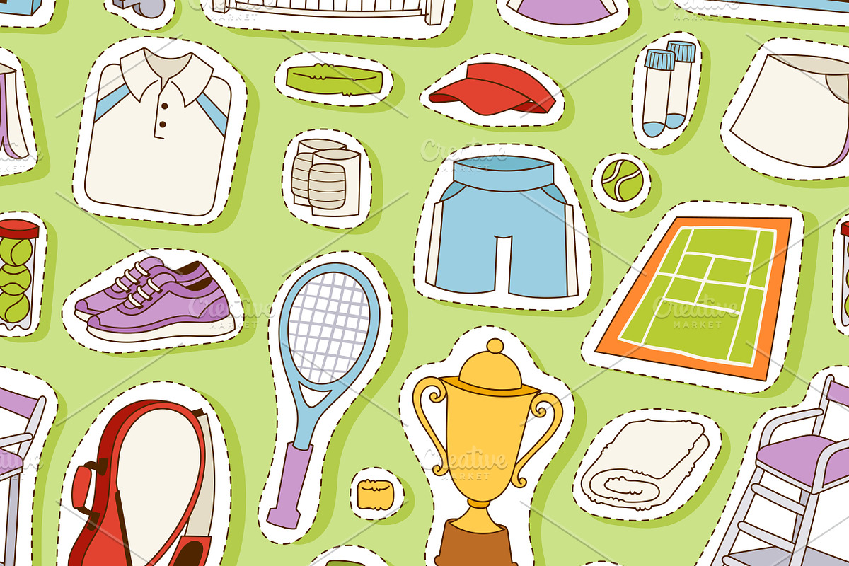 Tennis seamless pattern vector in Illustrations - product preview 8