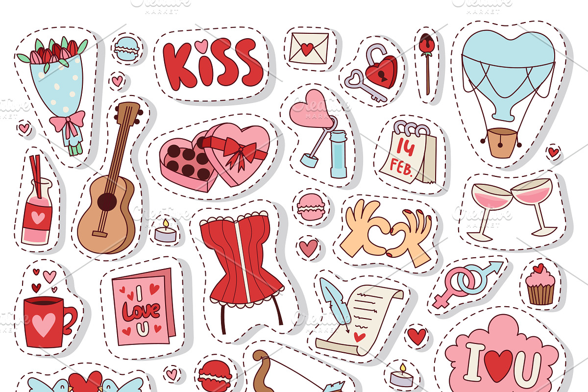 Valentine Day patches icons vector in Illustrations - product preview 8