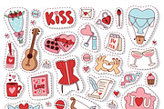 Valentine Day patches icons vector
