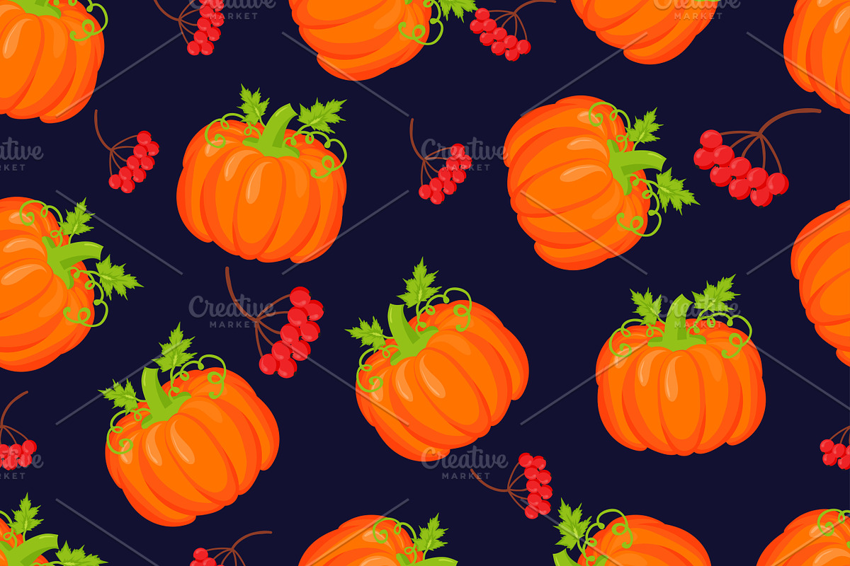 Orange pumpkins vector pattern in Illustrations - product preview 8