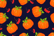 Orange pumpkins vector pattern