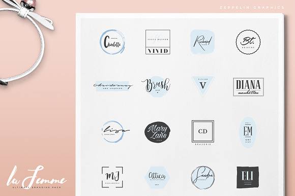 250 Feminine Logos Pack in Logo Templates - product preview 6