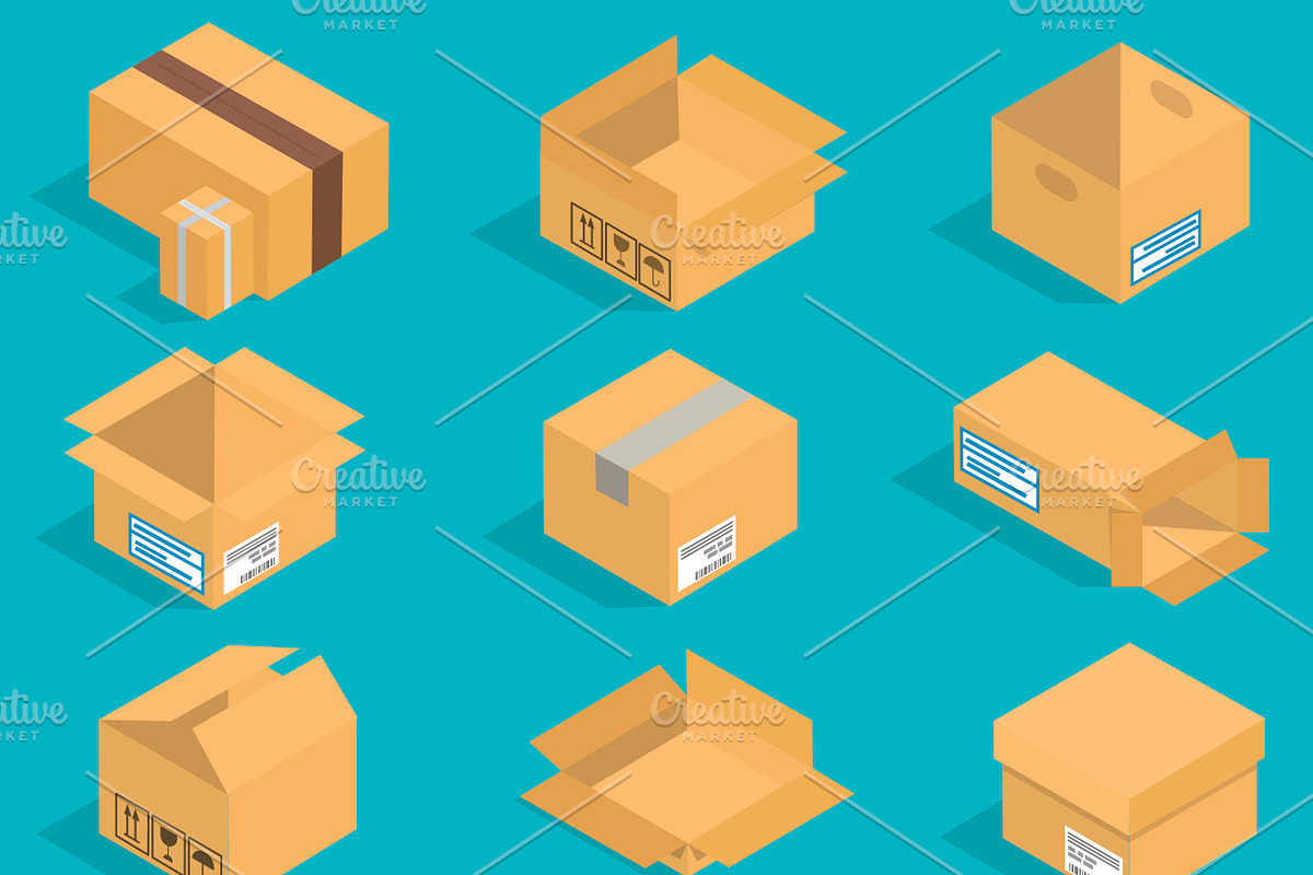 Isometric moving box vector in Illustrations - product preview 8