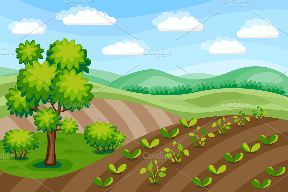 Spring Farm Rural Landscape in Illustrations - product preview 8