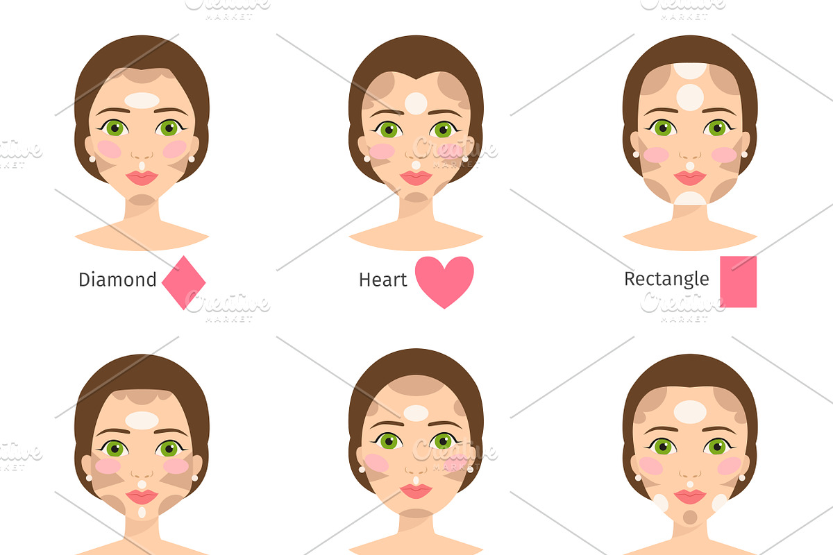 Set of different woman face types in Illustrations - product preview 8