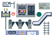 Metro station vector set