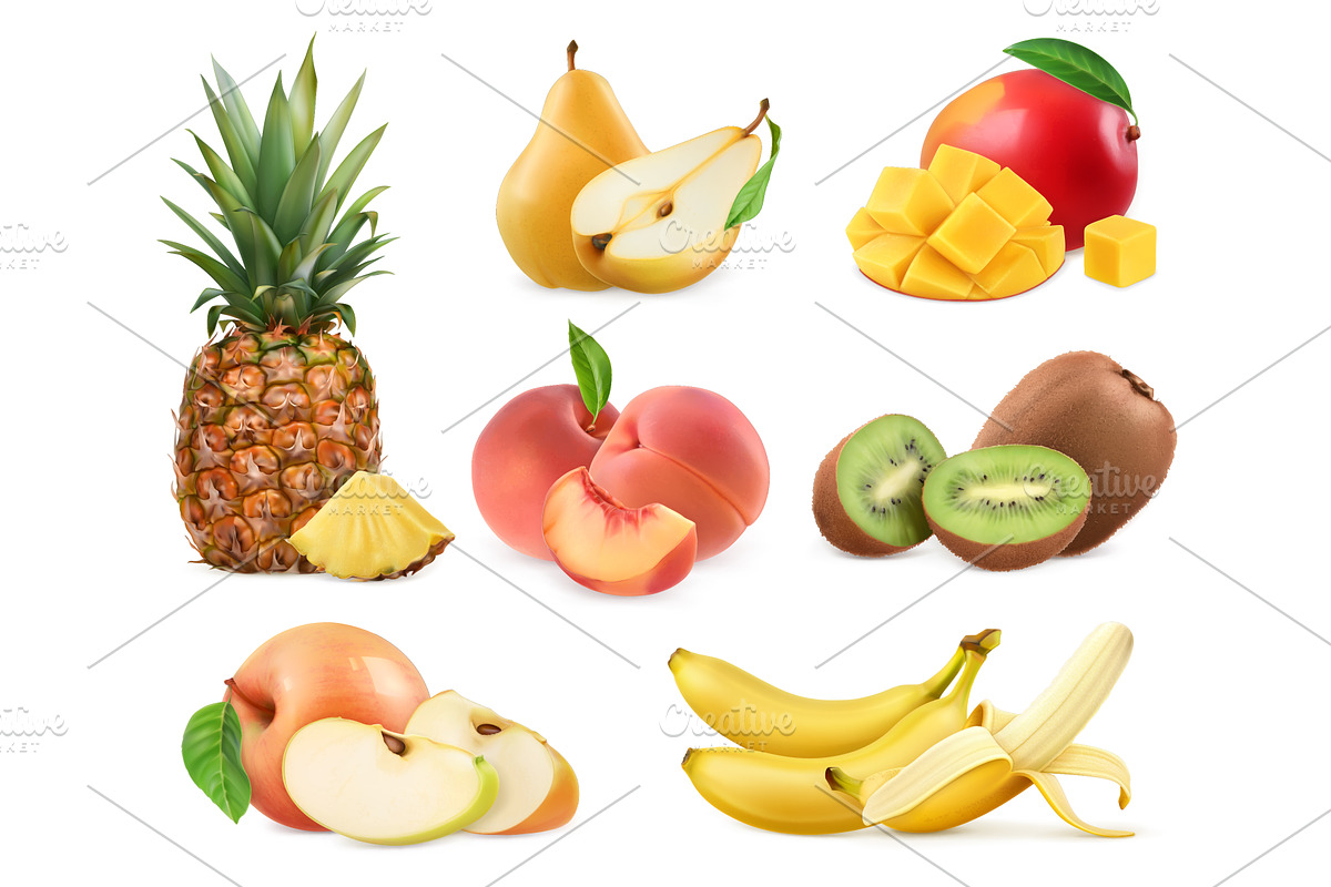 Sweet fruits. 3d vector icons set in Illustrations - product preview 8