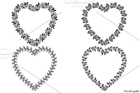 Heart shaped wreath borders set in Illustrations - product preview 1