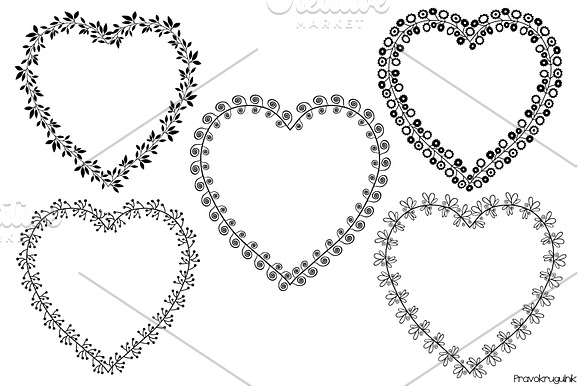 Heart shaped wreath borders set in Illustrations - product preview 2