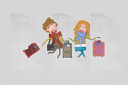3d illustration. Couple suitcases.