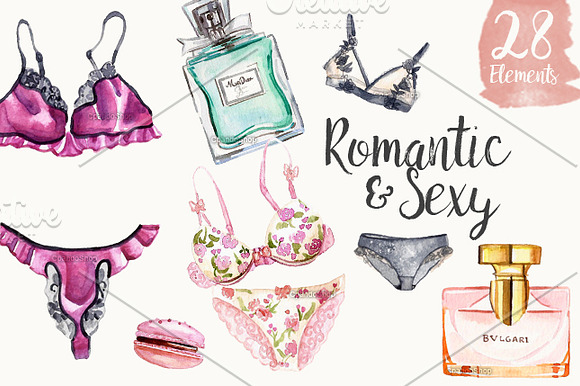 Valentine's Day lingerie watercolor in Illustrations - product preview 1
