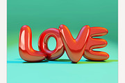 Red inflatable word love.