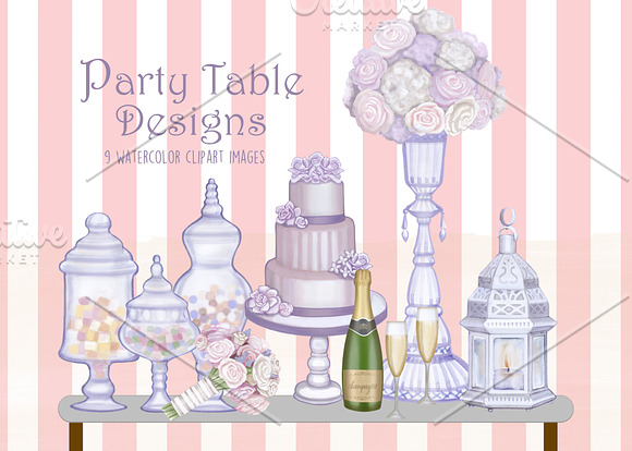 Party Table Designs Clipart Images in Illustrations - product preview 2