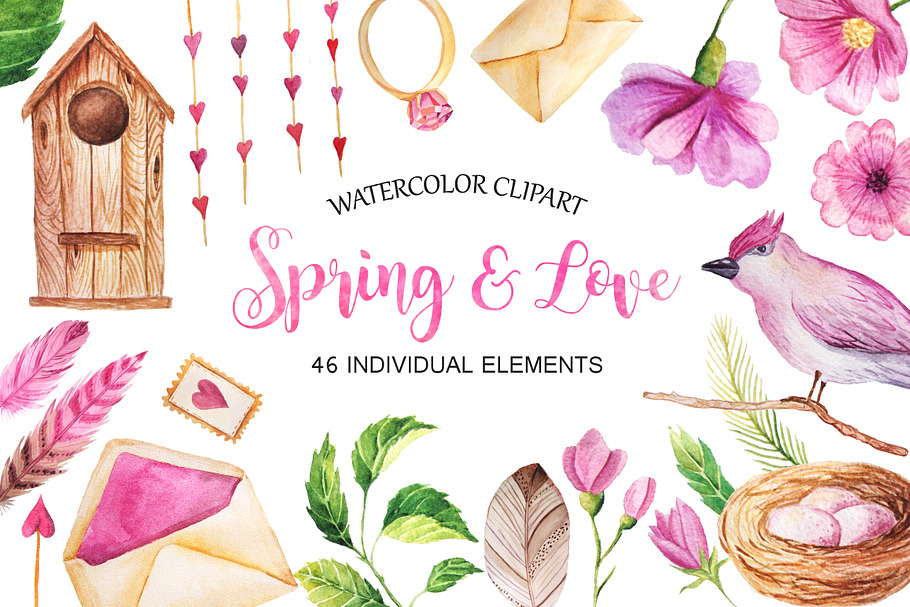 Watercolor Spring&Love Set in Illustrations - product preview 8
