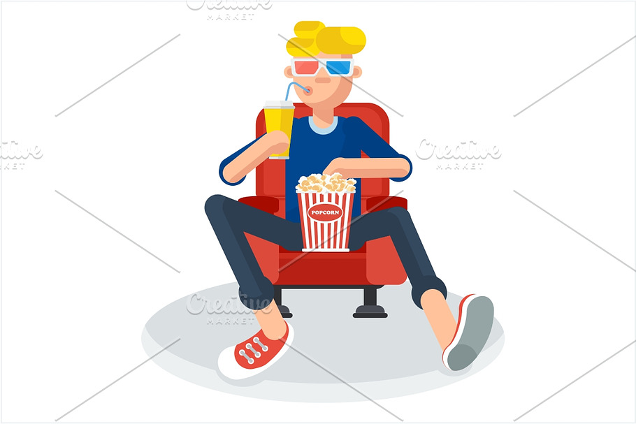 Teen in cinema in Illustrations - product preview 8