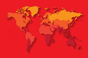 World map with countries red color