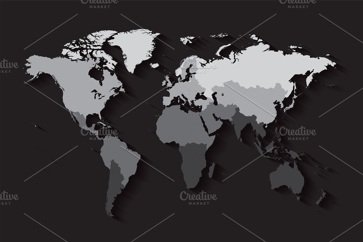 World map with countries black in Graphics - product preview 8