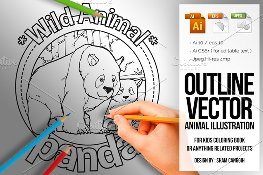 Animal Outline Vector - Panda in Illustrations - product preview 8