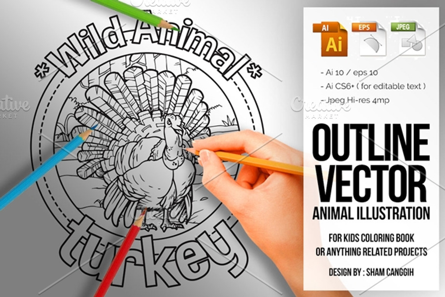 Animal Outline Vector - Turkey in Illustrations - product preview 8