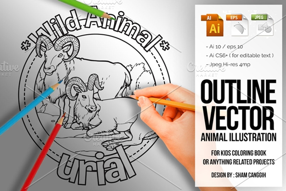 Animal Outline Vector - Urial in Illustrations - product preview 8
