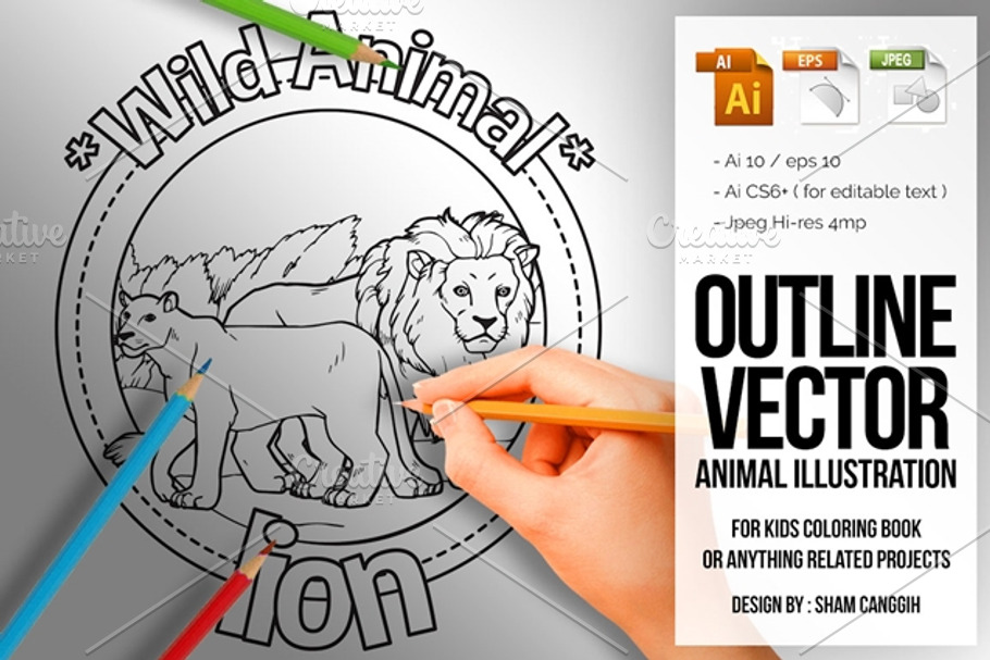 Animal Outline Vector - Lion in Illustrations - product preview 8
