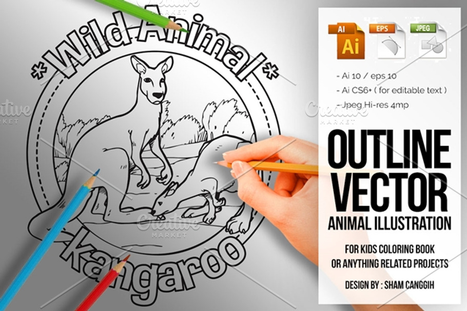 Animal Outline Vector - Kangaroo in Illustrations - product preview 8
